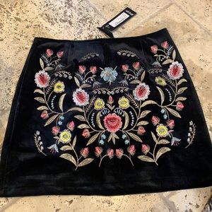 Nasty gal velvet embroidered skirt